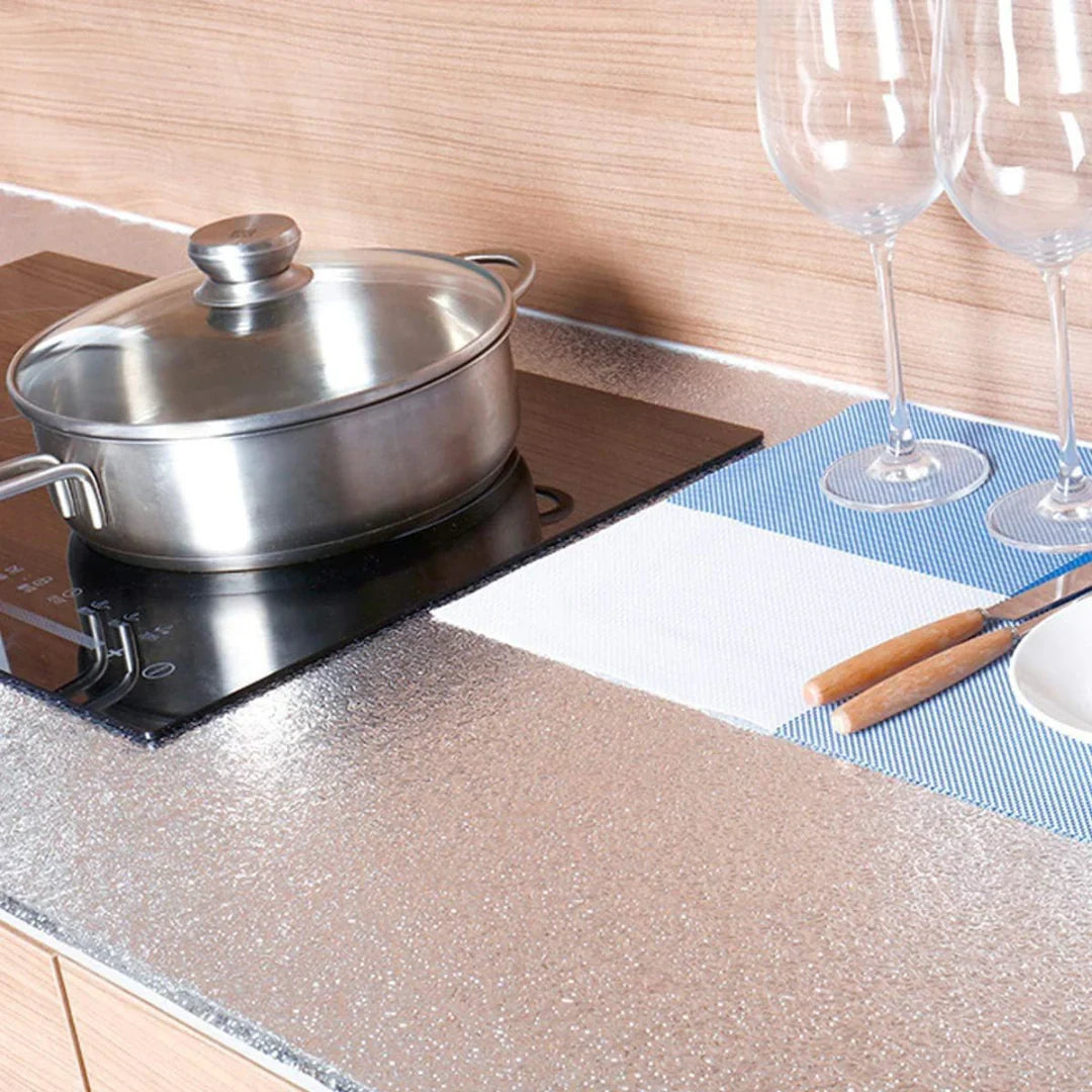 Adesivo de cozinha Haverit® Ultimate à prova de óleo | Folha de alumínio resistente ao calor e à água (5M×40CM)