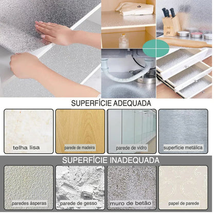 Adesivo de cozinha Haverit® Ultimate à prova de óleo | Folha de alumínio resistente ao calor e à água (5M×40CM)